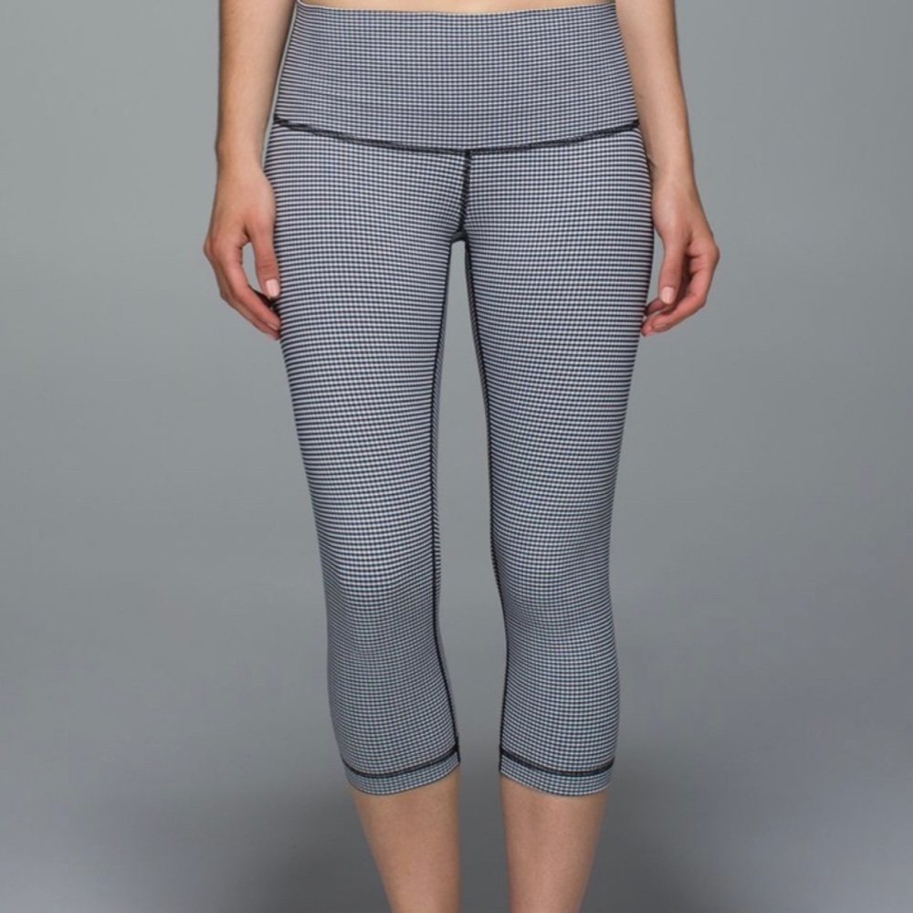 Lululemon Wunder Under Crop Black White Inkwell Gingham - Picture 9 of 9